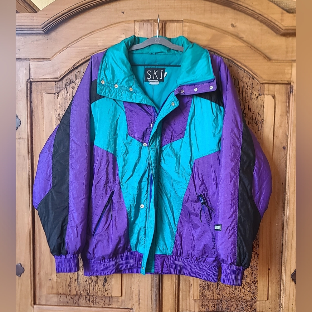 80s SKI purple and green Thermoloft snowmobile jacket size XL